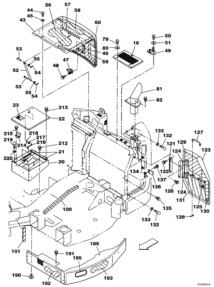 Схема запчастей Case CX80 - (09-14) - HOOD, ENGINE - ACCESS DOOR (09) - CHASSIS