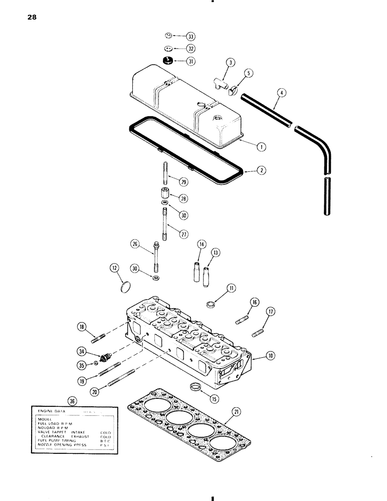 Схема запчастей Case 584C - (028) - CYLINDER HEAD AND COVER, 207 DIESEL ENGINE (10) - ENGINE