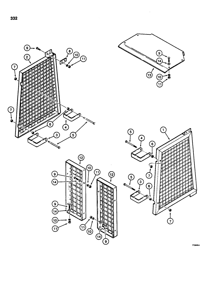 Схема запчастей Case 855C - (332) - BRUSH SCREENS AND CANOPY EXTENSION (05) - UPPERSTRUCTURE CHASSIS