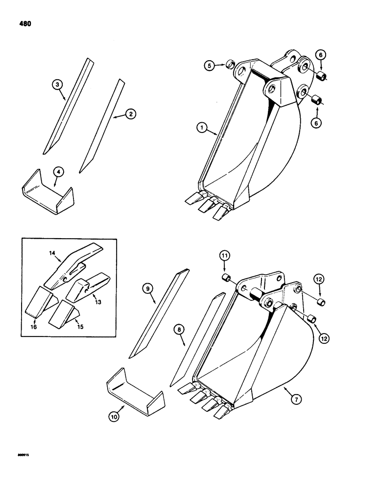 Схема запчастей Case 580SD - (480) - BACKHOE BUCKETS, TRENCHING BUCKETS (09) - CHASSIS/ATTACHMENTS
