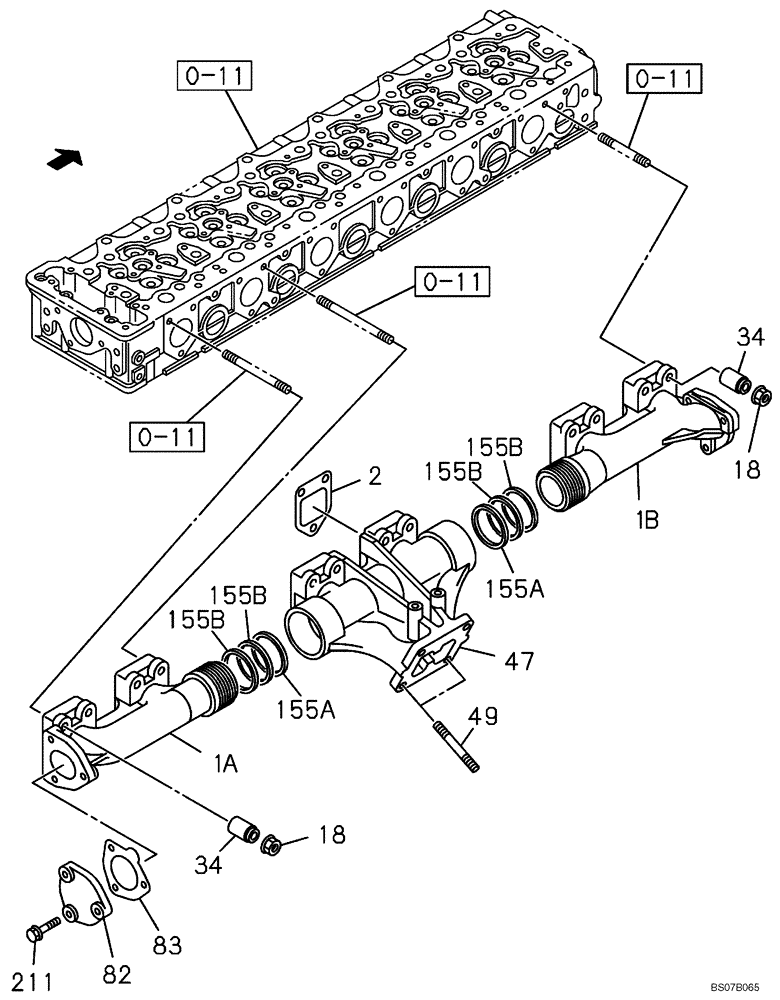 Схема запчастей Case CX470B - (02-24) - EXHAUST PIPE (02) - ENGINE