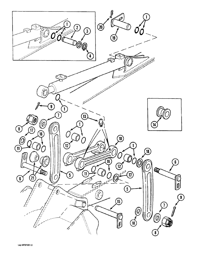 Схема запчастей Case 1088 - (9F-08) - TOOL CYLINDER LINKS (09) - CHASSIS/ATTACHMENTS