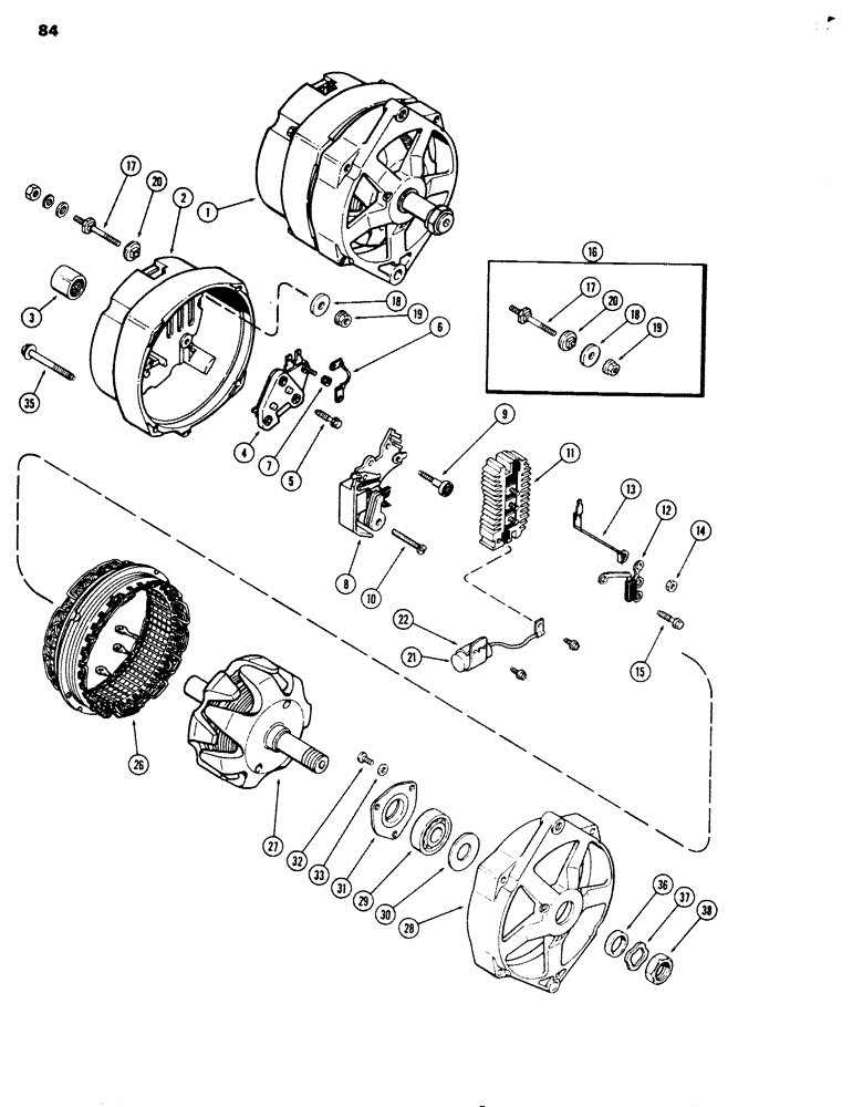 Схема запчастей Case 680G - (084) - L101465 ALTERNATOR, 40 AMPERE - 24 VOLT, METRIC EXTERNAL THREADS (04) - ELECTRICAL SYSTEMS