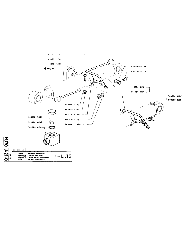 Схема запчастей Case LC80M - (180) - CYLINDER, LOADER DIPPER STICK 