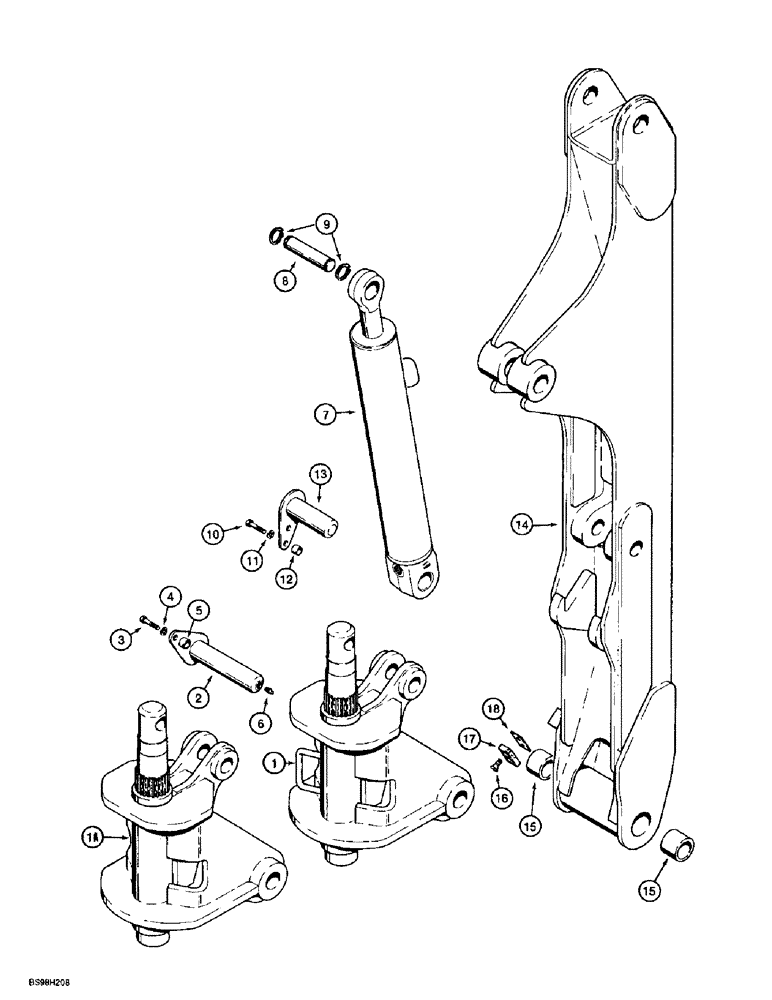 Схема запчастей Case 560 - (9-042) - BACKHOE SWING TOWER AND BOOM, D125 BACKHOE (09) - CHASSIS/ATTACHMENTS