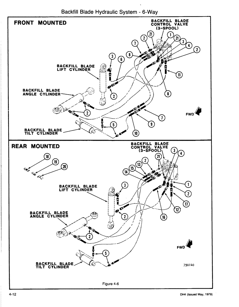 Схема запчастей Case DH4 - (4-12) - BACKFILL BLADE HYDRAULIC SYSTEM - 6-WAY (35) - HYDRAULIC SYSTEMS