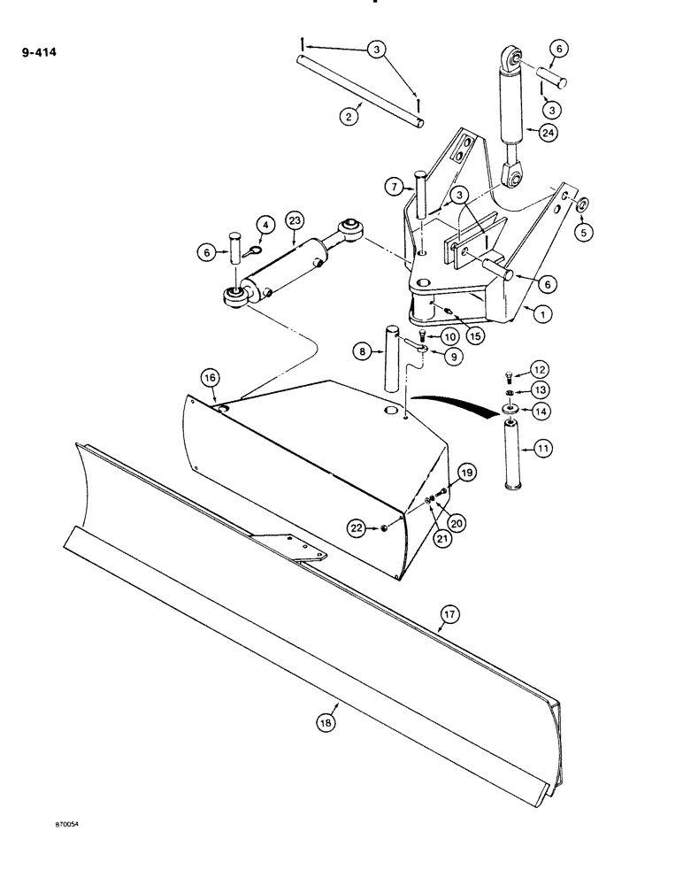Схема запчастей Case DH4B - (9-414) - 4-WAY BACKFILL BLADE AND MOUNTING (09) - CHASSIS/ATTACHMENTS