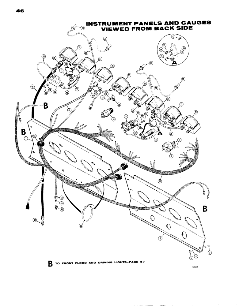 Схема запчастей Case W14 - (046) - ELECTRICAL SYSTEM (FRONT HARNESS AND INSTRUMENT PANELS) MODELS W/O INSTRUMENT CLUSTER (04) - ELECTRICAL SYSTEMS