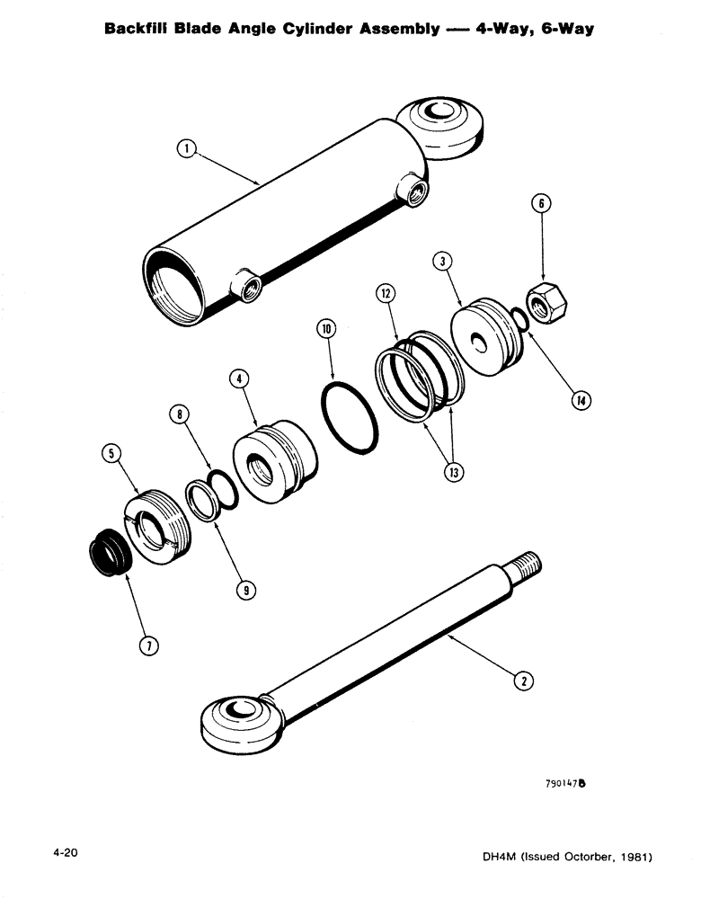 Схема запчастей Case DH4B - (4-20) - BACKFILL BLADE ANGLE CYLINDER ASSEMBLY - 4-WAY, 6-WAY (35) - HYDRAULIC SYSTEMS