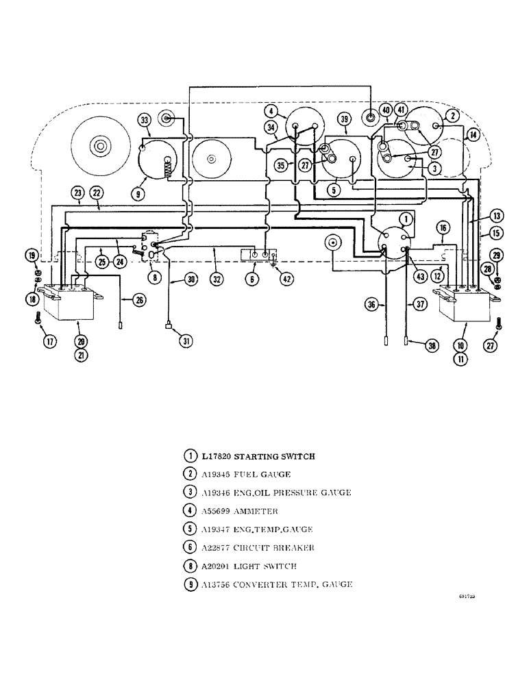 Схема запчастей Case W10B - (072) - INSTRUMENT PANEL, GAS ENGINE, ALTERNATOR ELECTRICAL SYSTEM, PRIOR TO LOADER SERIAL NUMBER 9805550 (04) - ELECTRICAL SYSTEMS