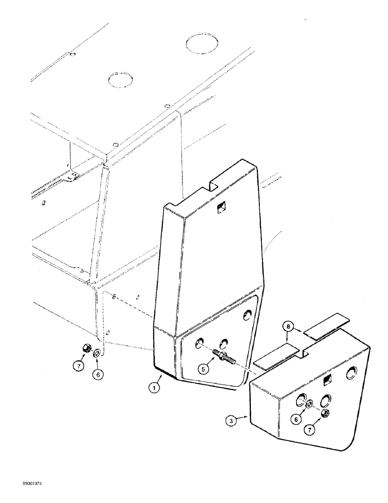 Схема запчастей Case 821B - (9-024) - COUNTERWEIGHTS, 4400 POUND TOTAL WEIGHT (09) - CHASSIS/ATTACHMENTS