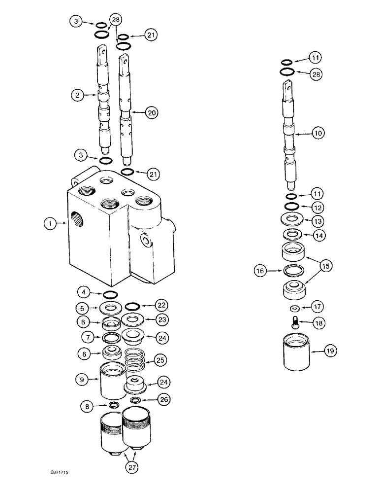 Схема запчастей Case TF300 - (6-18) - PARKER CONTROL VALVE - GROUND DRIVE AND BOOM LIFT, SN (06) - POWER TRAIN