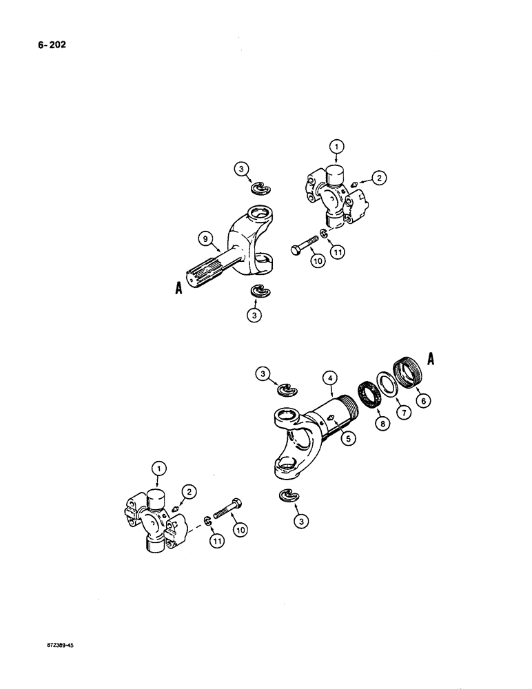 Схема запчастей Case W36 - (6-202) - REAR DRIVE SHAFT (06) - POWER TRAIN