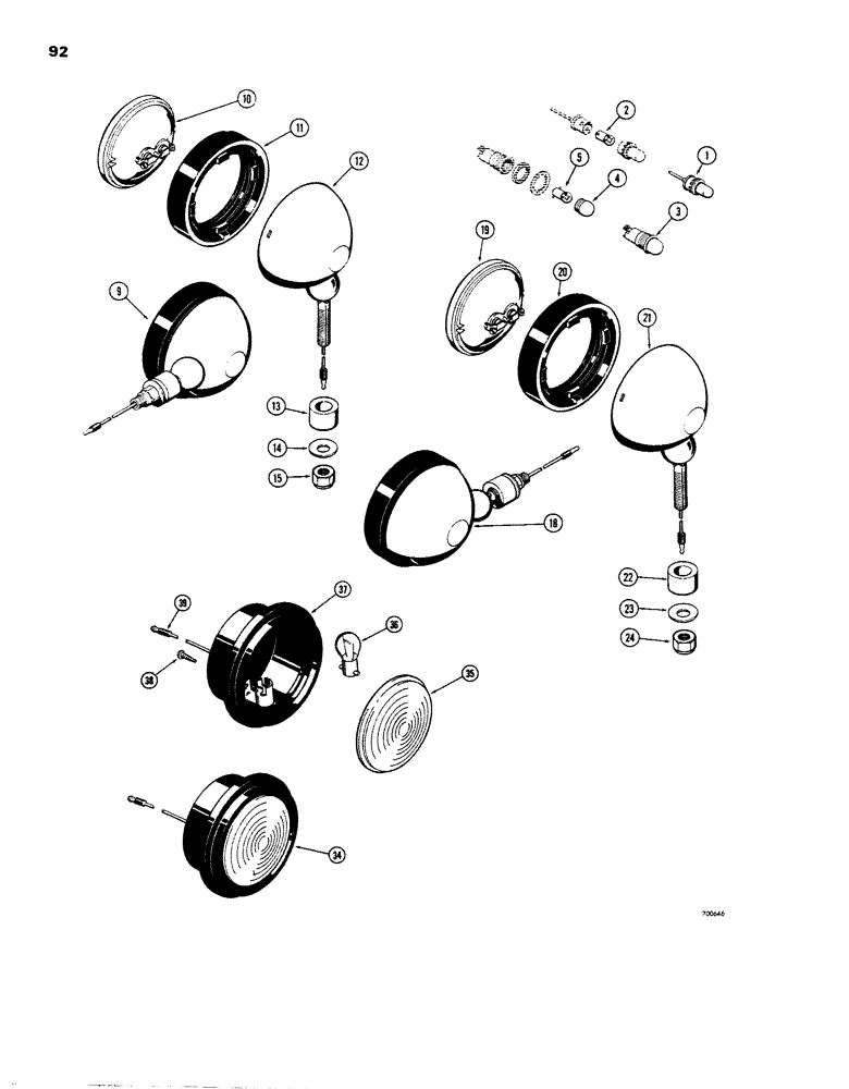Схема запчастей Case W26B - (092) - LIGHTING EQUIPMENT, INSTRUMENT PANEL LIGHT (04) - ELECTRICAL SYSTEMS