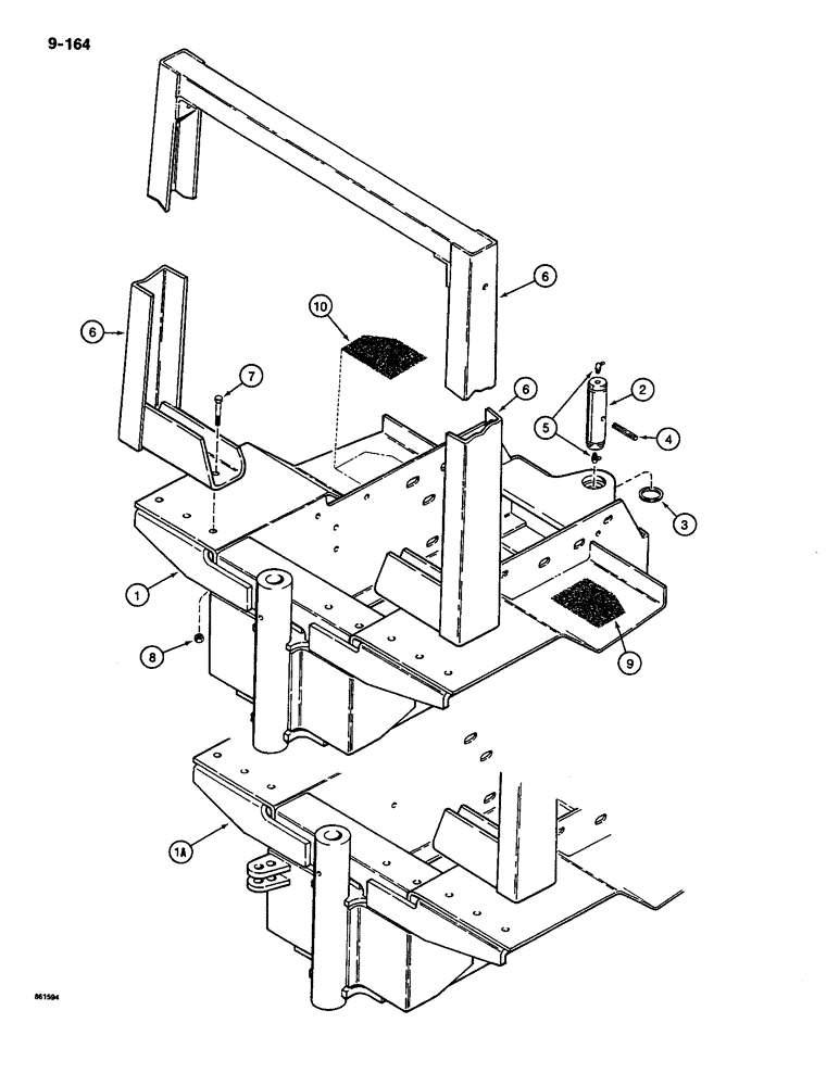 Схема запчастей Case CASE - (9-164) - REAR FRAME AND ROPS CANOPY (09) - CHASSIS