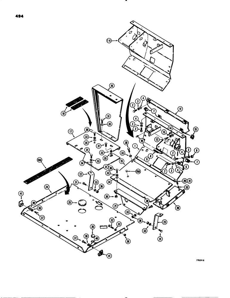 Схема запчастей Case 580C - (494) - FLOOR PLATES AND FIREWALL (09) - CHASSIS/ATTACHMENTS