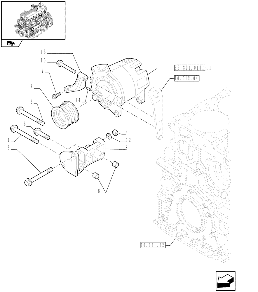 Схема запчастей Case F2CE9684U E151 - (55.301.01) - ALTERNATOR (504135726) (06) - ELECTRICAL SYSTEMS