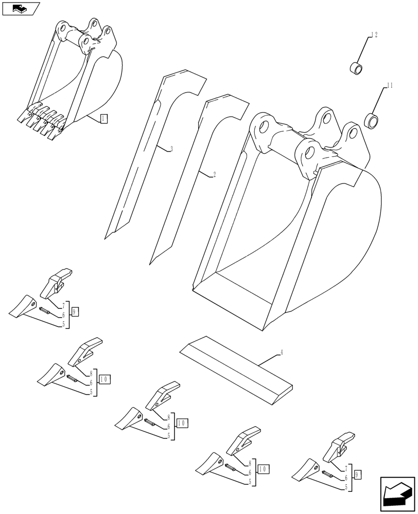 Схема запчастей Case 580SN WT - (84.100.09) - VAR - 423072 - BUCKET (84) - BOOMS, DIPPERS & BUCKETS