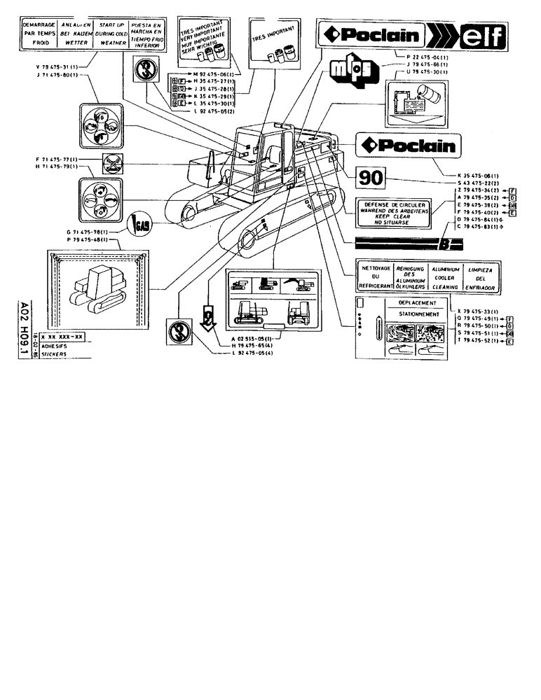 Схема запчастей Case 90BCL - (034) - STICKERS (05) - UPPERSTRUCTURE CHASSIS