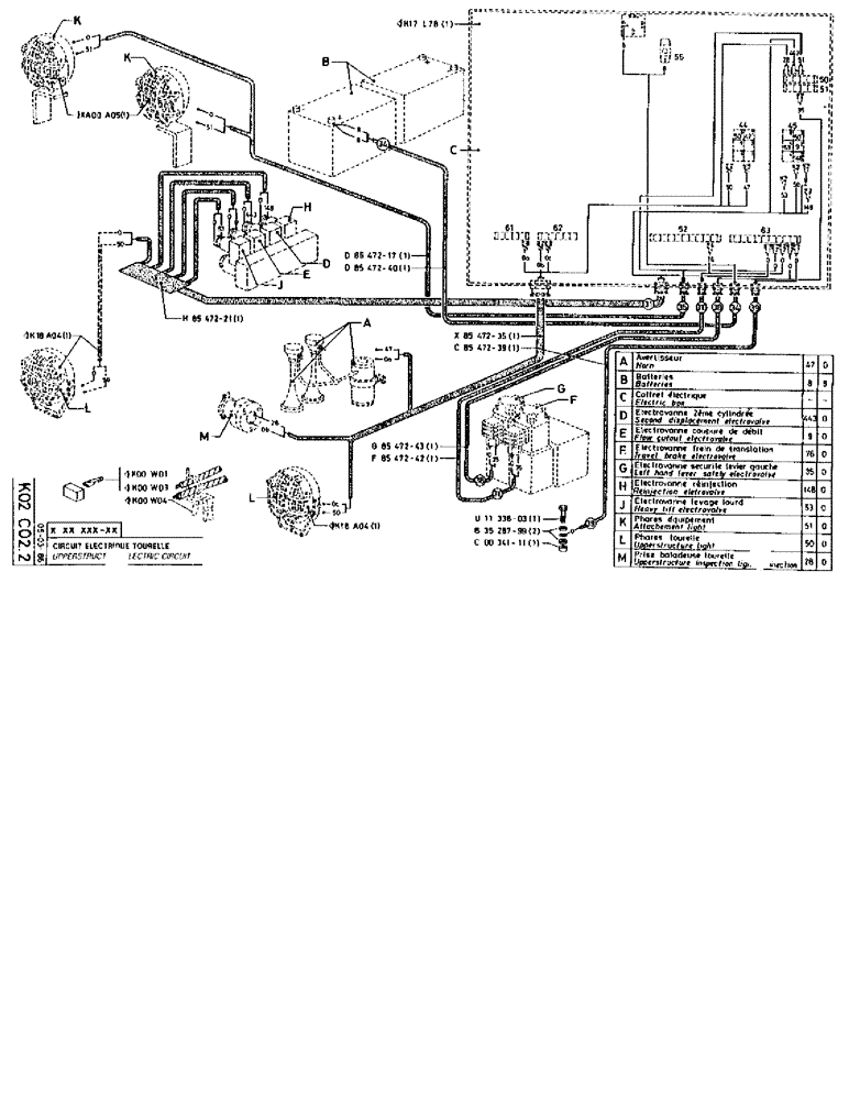 Схема запчастей Case 90BCL - (331) - UPPERSTRUCTURE ELECTRIC CIRCUIT (06) - ELECTRICAL SYSTEMS