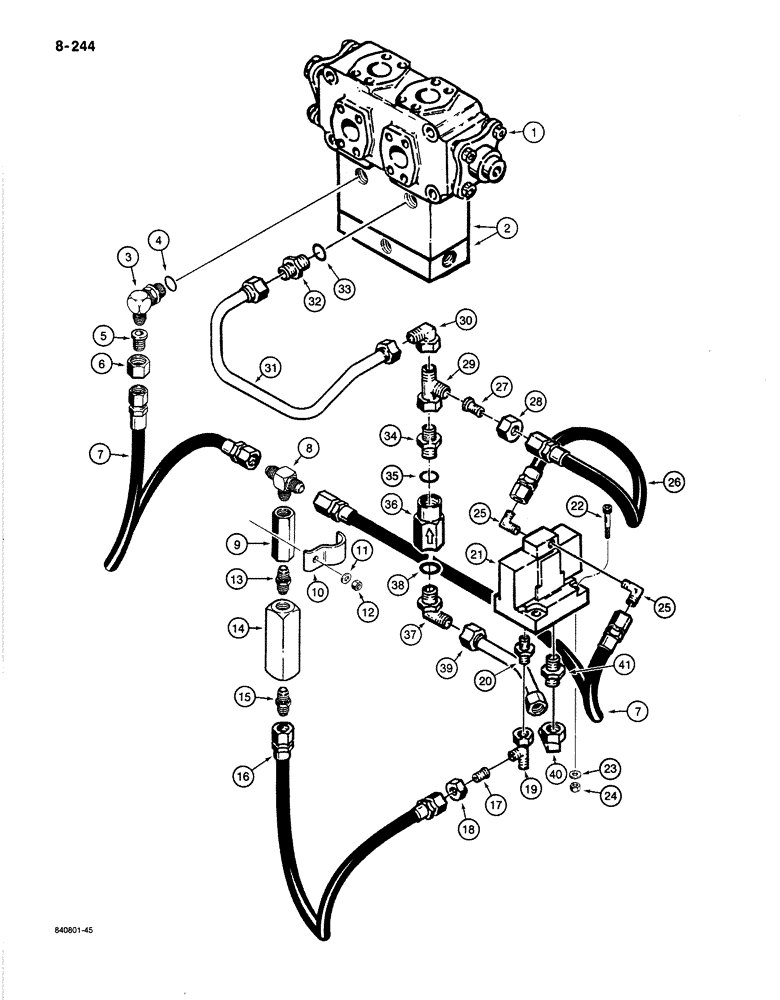 Схема запчастей Case 1187B - (8-244) - ROTARY CUTTER HYDRAULICS, DIVERTER VALVE TO DIRECTIONAL VALVE (08) - HYDRAULICS