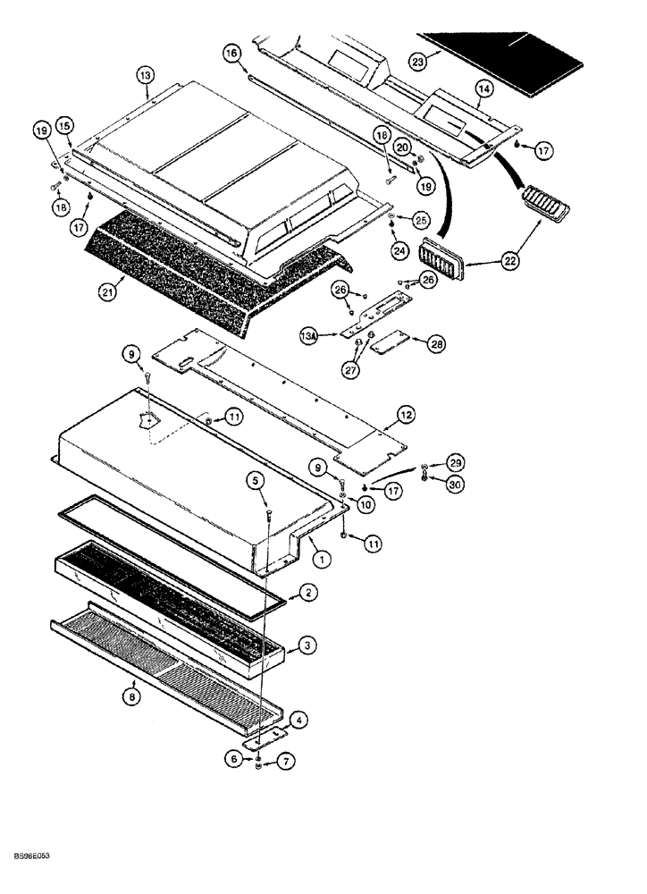 Схема запчастей Case 1150G - (9-058) - CAB AIR FILTER AND HEADLINERS (05) - UPPERSTRUCTURE CHASSIS