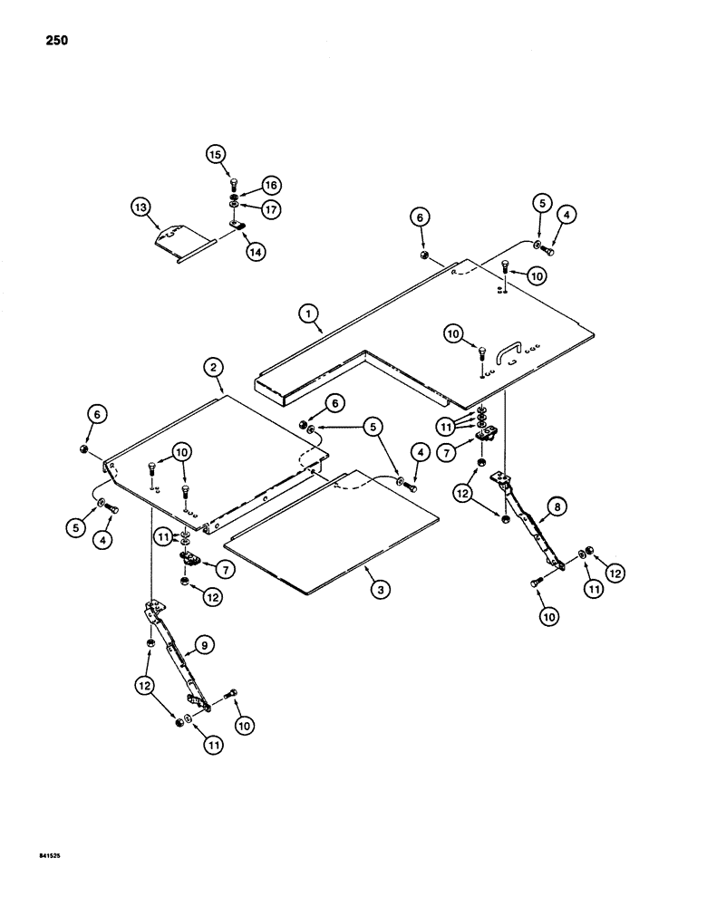 Схема запчастей Case 880D - (250) - OPTIONAL SECURITY COVERS (05) - UPPERSTRUCTURE CHASSIS