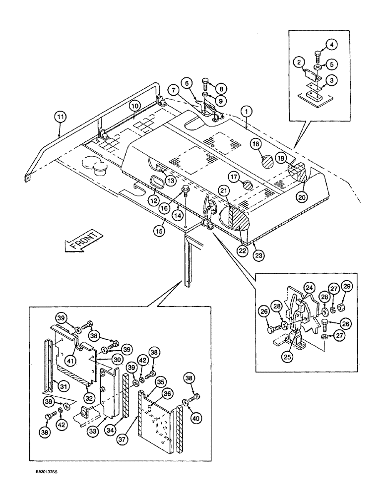Схема запчастей Case 9010 - (9-14) - UPPER STRUCTURE, HOOD AND INSULATION PADS (09) - CHASSIS