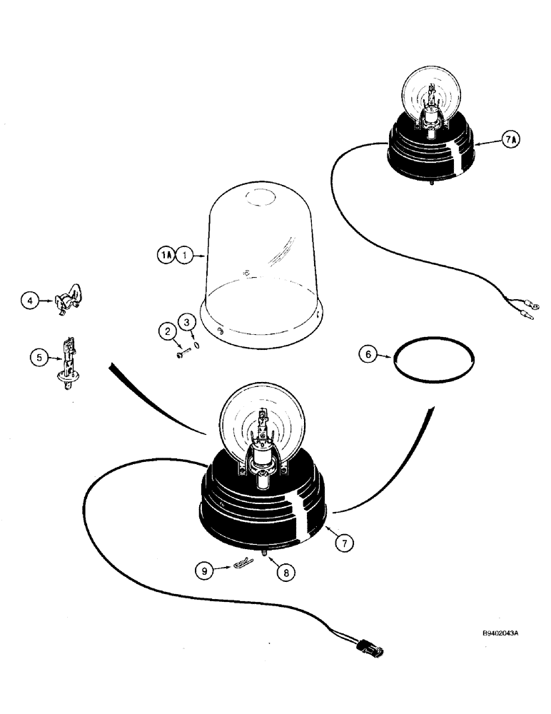Схема запчастей Case 590 - (4-54) - ROTATING BEACON, USED ON CAB OR CANOPY MODELS (04) - ELECTRICAL SYSTEMS