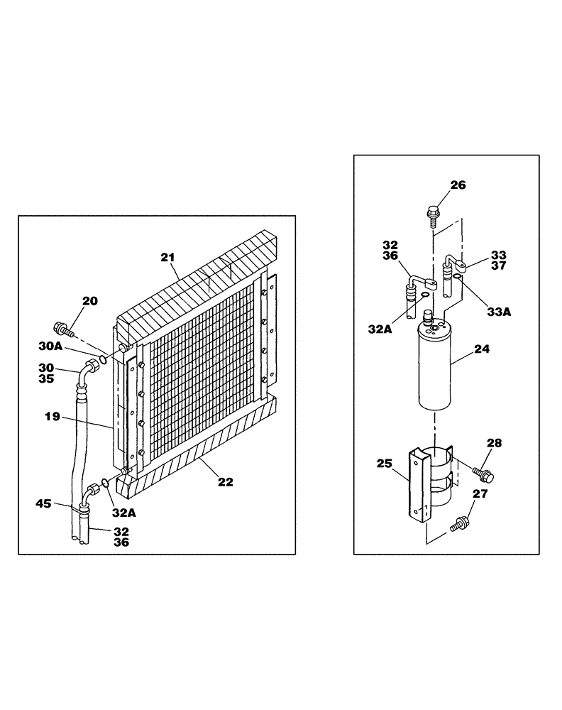 Схема запчастей Case CX350 - (09-061-00[01]) - AIR CONDITIONING - CONDENSER AND RECEIVER-DRYER (09) - CHASSIS