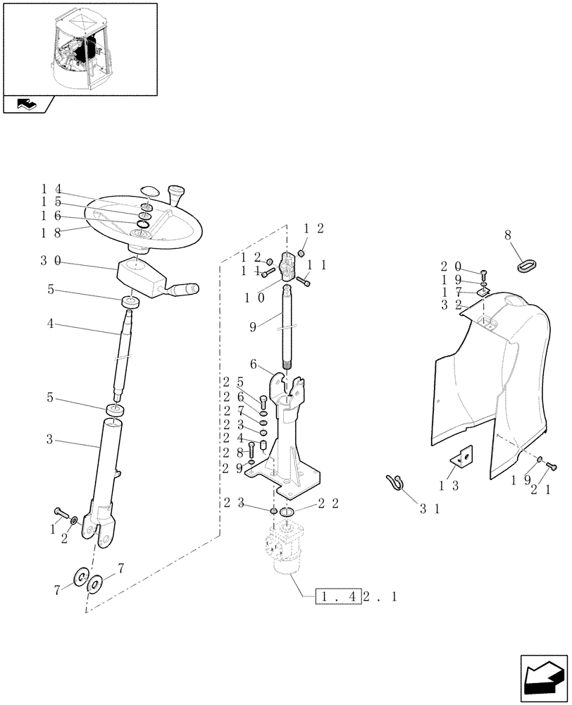 Схема запчастей Case 221E - (715[06]) - CANOPY: STEERING COLUMN ASSY (10) - OPERATORS PLATFORM