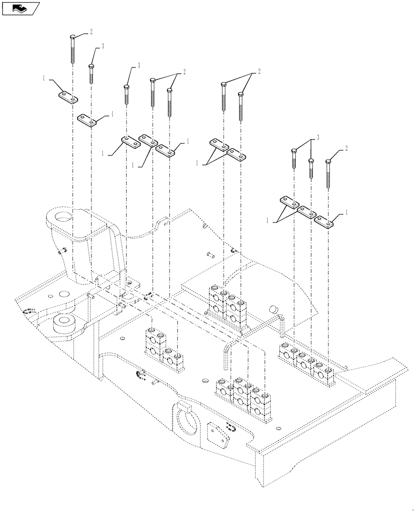 Схема запчастей Case 521F - (35.310.01) - HYDRAULIC TUBE CLAMP BLOCK INSTALLATION (35) - HYDRAULIC SYSTEMS