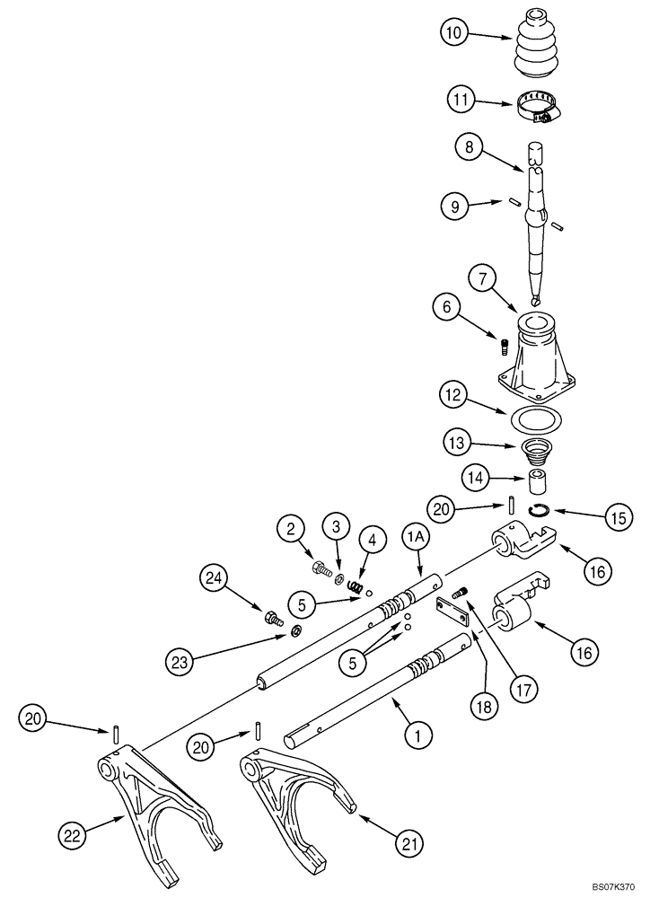 Схема запчастей Case 570MXT - (06-17) - TRANSMISSION ASSY - SHIFTER MECHANISM (06) - POWER TRAIN
