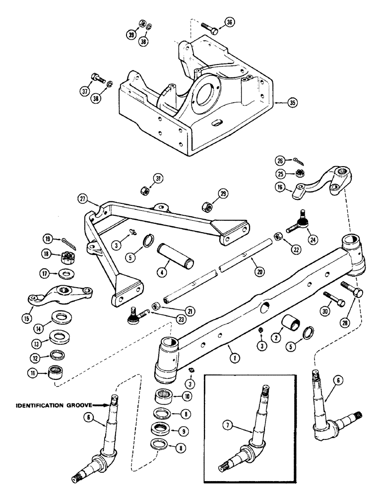Схема запчастей Case 580 - (122) - FRONT AXLE (25) - FRONT AXLE SYSTEM