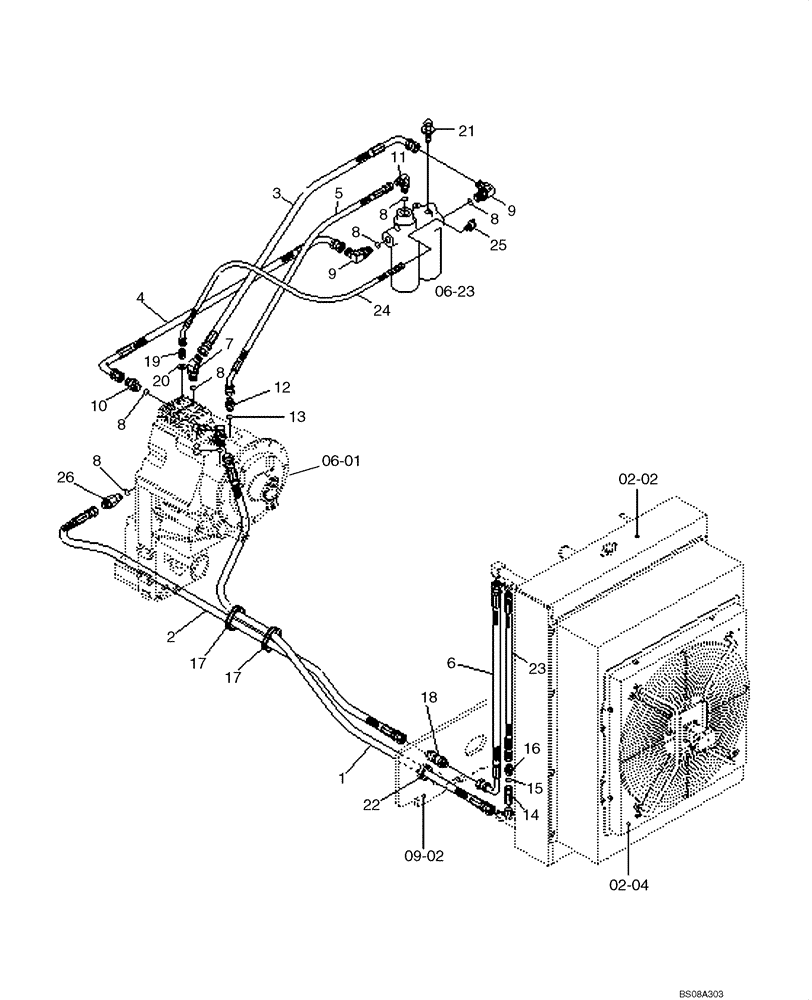 Схема запчастей Case 1221E - (06-25[01]) - TRANSMISSION - HYDRAULIC CIRCUIT COOLING (87700417) (06) - POWER TRAIN