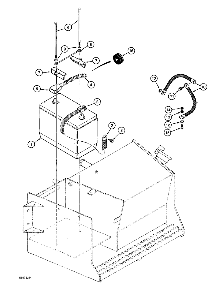 Схема запчастей Case 580L - (4-012) - BATTERY AND BATTERY CABLES, MODELS WITHOUT COLD START (04) - ELECTRICAL SYSTEMS