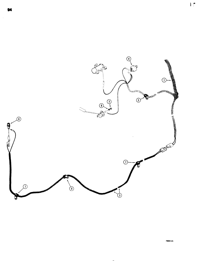 Схема запчастей Case 680G - (094) - WARNING LIGHT & STOP SWITCH WIRING (04) - ELECTRICAL SYSTEMS