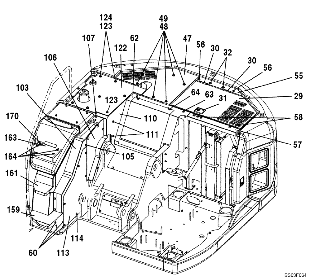 Схема запчастей Case CX135SR - (09-07) - FRAMES, COVERS (09) - CHASSIS/ATTACHMENTS