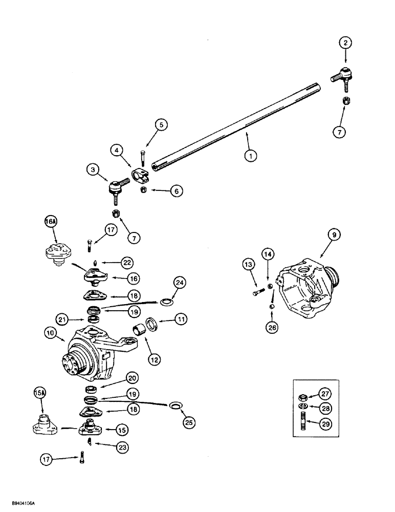 Схема запчастей Case 860 - (6-56) - FRONT AND REAR AXLE ASSEMBLIES - TIE ROD & SWIVEL HOUSING, AXLES W/O HYDRAULIC LOCKING DIFFERENTIAL (06) - POWER TRAIN