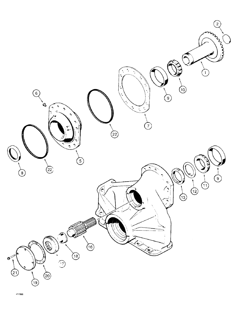 Схема запчастей Case 475 - (168) - TRANSMISSION PINION GEAR AND SHAFT (21) - TRANSMISSION