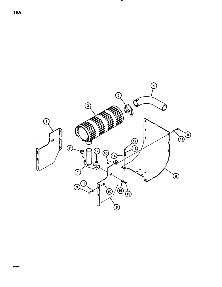 Схема запчастей Case P60 - (019A) - MUFFLER AND EXHAUST SYSTEMS, DEUTZ DIESEL ENGINE SERIAL NUMBER 1232821 AND AFTER (10) - ENGINE