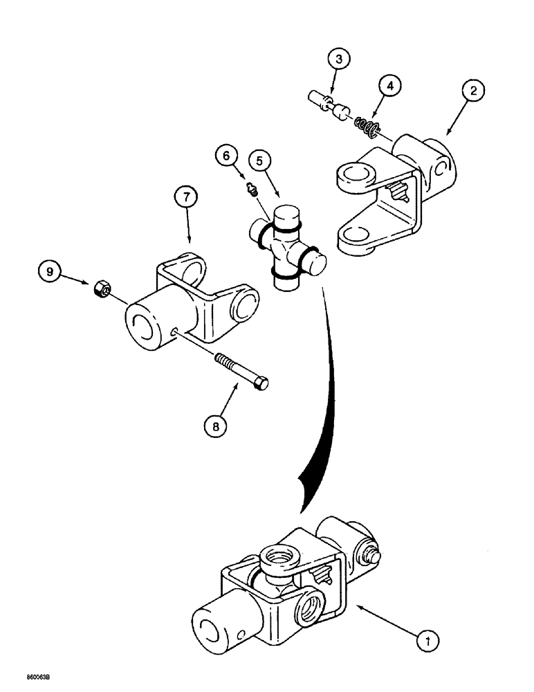Схема запчастей Case 560 - (9-108) - HYDRA-BORER ATTACHMENT UNIVERSAL JOINT (09) - CHASSIS/ATTACHMENTS