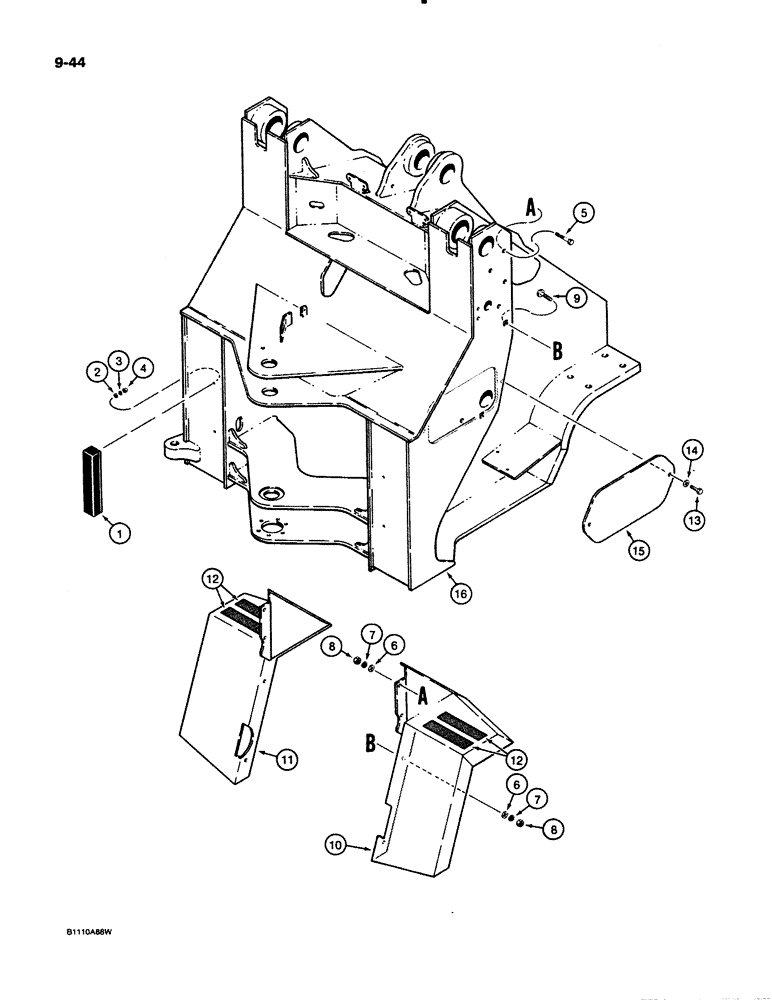 Схема запчастей Case 621 - (9-044) - FRONT FRAME AND FENDERS (09) - CHASSIS/ATTACHMENTS
