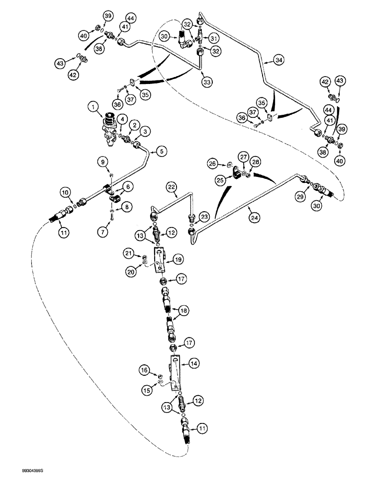 Схема запчастей Case 921 - (7-016) - MAIN BRAKE HYDRAULIC CIRCUIT, MAIN BRAKE VALVE TO FRONT AXLE (07) - BRAKES