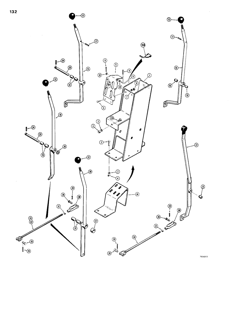 Схема запчастей Case 1150B - (132) - TRANSMISSION CONTROL TOWER & CONTROLS, USED ON TRACTOR SN 7302975 & AFTER (03) - TRANSMISSION