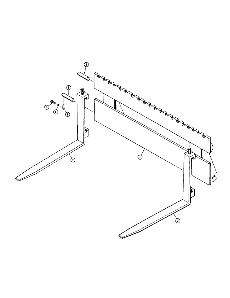 Схема запчастей Case W8C - (208) - FORK LIFT ATTACHMENT (88) - ACCESSORIES