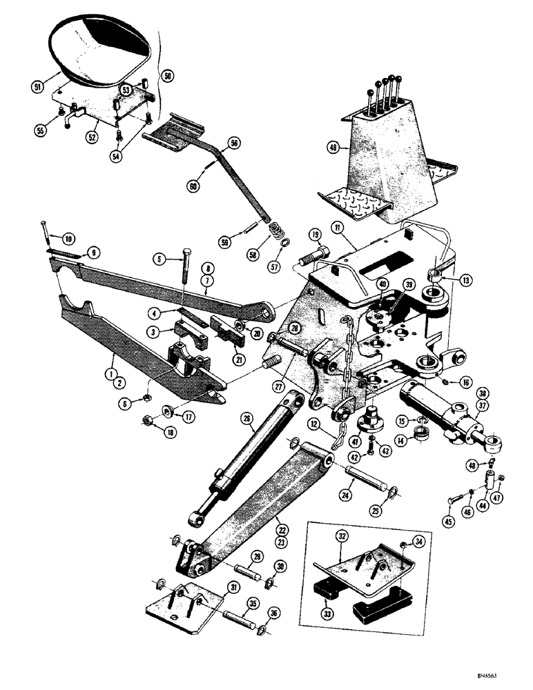 Схема запчастей Case 310F - (234) - BACKHOE MOUNTING PARTS AND STABILIZERS (12) - Chassis/Attachments