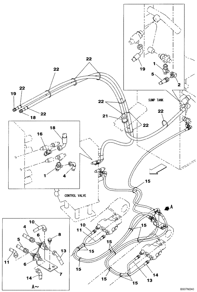 Схема запчастей Case CX135SR - (08-43) - PILOT CONTROL LINES - MODELS WITHOUT LOAD HOLD (08) - HYDRAULICS