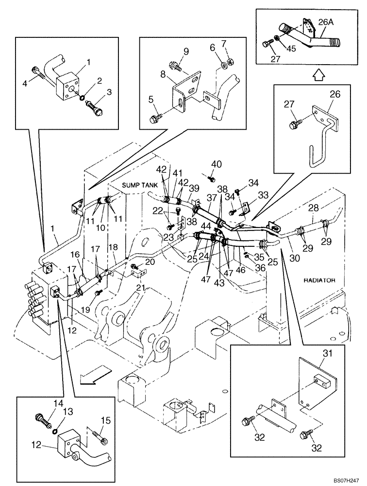 Схема запчастей Case CX225SR - (08-07) - HYDRAULICS - RESERVOIR RETURN (08) - HYDRAULICS