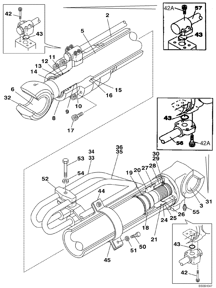 Схема запчастей Case CX210LR - (08-47) - CYLINDER ASSY - BOOM (08) - HYDRAULICS